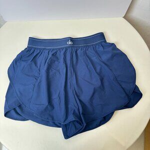 Alo Royal Blue Double-Layer Athletic Shorts, Women's Size S